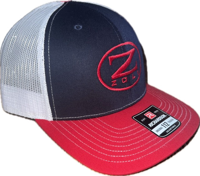 Z-Zoli Embroidered Snap Back Hat (Red,White,Blue) image 1